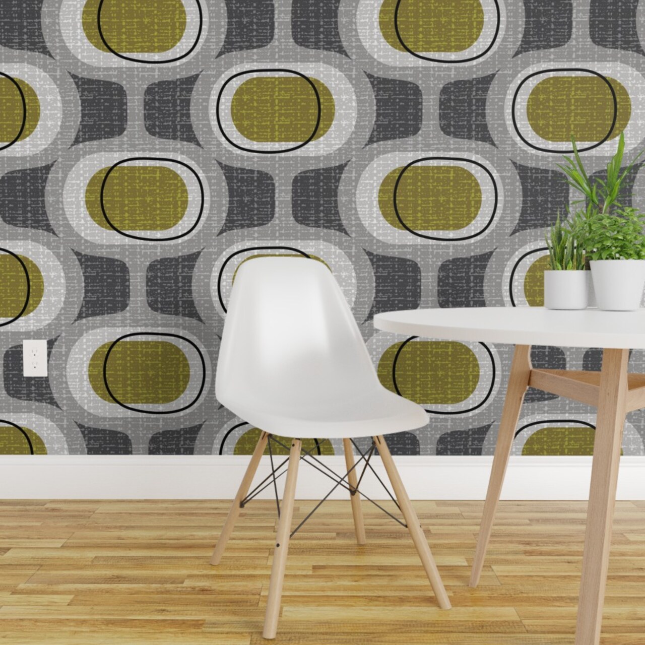 Peel & Stick Wallpaper 2FT Wide Mid Century Modern Retro Inspired Atomic Era 1950S 1960S Look Large Scale Texture Midcentury Neutrals Artistic Mid Farmhouse Custom Removable Wallpaper by Spoonflower